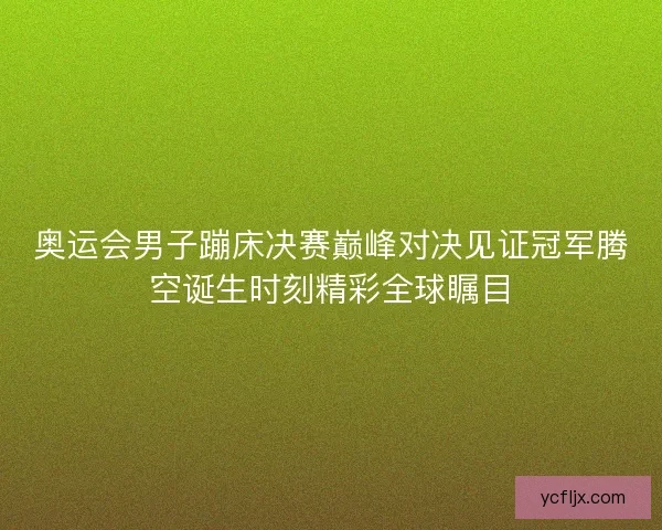 奥运会男子蹦床决赛巅峰对决见证冠军腾空诞生时刻精彩全球瞩目 奥运会男子蹦床决赛巅峰对决见证冠军腾空诞生时刻精彩全球瞩目